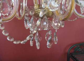 Vntg Crystal Austrian Crystal Hanging Chandelier Light  