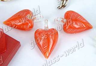 12PCS Heart 40*30MM Lampwork Glass Pendants FREE  