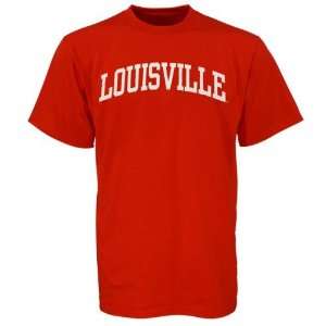  Louisville Cardinals Red Vertical Arch T shirt: Sports 