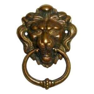  Lion Head Ring Pull 2 7/16   Antique Patina