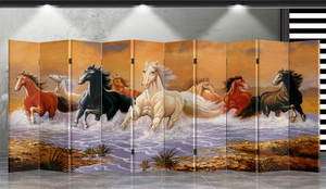 Double Sided Canvas Screen Room Divider   Running Horse  