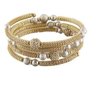 Gold Tone Fashion Bracelet With Round Gold and Silver Beads For Women 