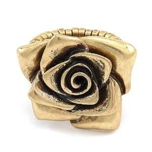  Burnished Gold Rose Stretch Fashion Ring Jewelry