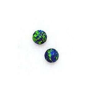   mm Round Mystic Green Created Opal Earrings   JewelryWeb Jewelry