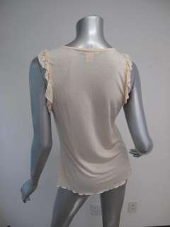 Rebecca Taylor Beige Ruffle Strap/Lace Sequin Deail Scoop Neck Top 10 