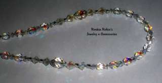 Catholic Rosary Bead Necklace ~ Czech Crystal AB Beads  