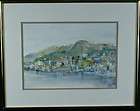 20thC Abstract Art Monte Carlo Harbor Signed Watercolor