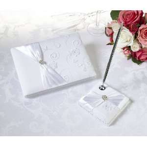  White Lace Guestbook & Pen Set