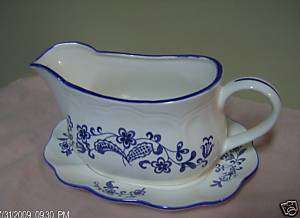 Blue Garden cobalt blue white china gravy bowl plate  