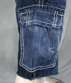 True Religion Jeans Mens ISAAC cargo shorts Law Dog blue MET841EH 