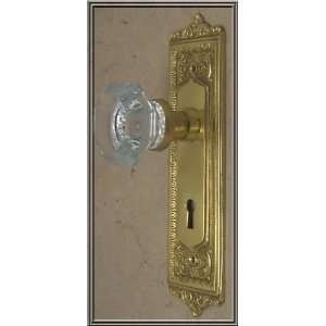 NATURAL Brass Egg & Dart Depression Crystal Passage Door Knob Set with 