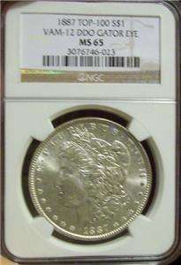1887 Morgan Silver Dollar MS 65 NGC VAM 12 Gator Eye  