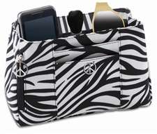 this zebra purse organizer by fine life has multiple pockets inside 