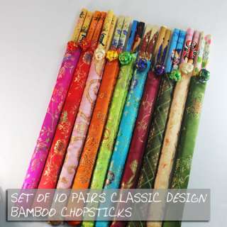 SET OF 10 PAIRS CLASSIC DESIGN BAMBOO CHOPSTICKS  
