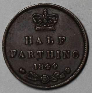 1844 HALF farthing (Queen VICTORIA) 1/8 PENNY used in CEYLON  