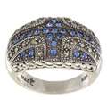 MARC Sterling Silver Blue Crystal and Marcasite Domed Ring 