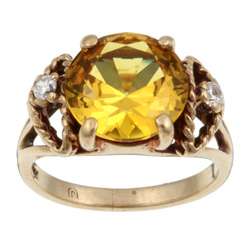   Gold Synthetic Yellow Sapphire Estate Ring (Size 3.5)  
