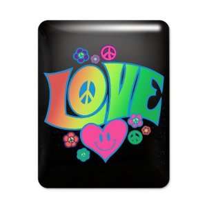  iPad Case Black Love Peace Symbols Hearts and Flowers 