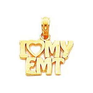  14K Gold I Love My EMT Pendant Jewelry
