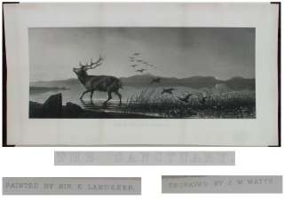 Steel Engraving J. W. Watts THE SANCTUARY Landseer 33x17in Wilderness 