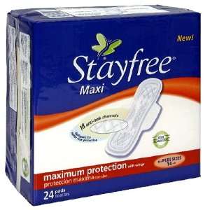 Stayfree Maxi Pads, Maximum Protection with Wings, for Plus Sizes 14 