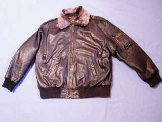 Arizona Black Leather Flight Bomber Motorcycle Lined Jacket Mens XL 