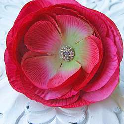 Silk Rhinestone Rose Flower Brooch Pin  Overstock