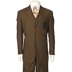 Ferrecci Mens Elegant 3 piece Chocolate Brown Suit  