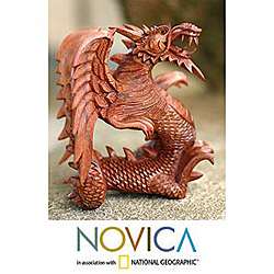 Wood Baby Dragon Statuette (Indonesia)  