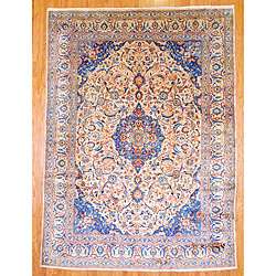   Hand knotted Ivory Isfahan Wool Rug (95 x 1210)  