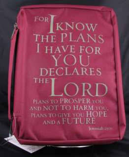 Bible Cover Burgundy I Know The Plans Polyester Large 6006937066076 