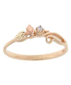 Black Hills Gold Diamond Leaf Ring  