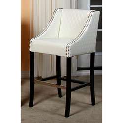 Milano Ivory Quilted Bonded Leather Bar Stool  Overstock