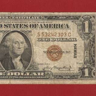   HAWAII $1 SILVER CERTIFICATE, WORLD WAR II, Old Paper Money F  