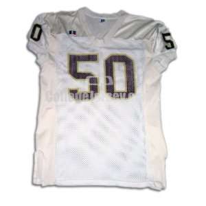 White No. 50 Game Used Central Michigan Russell Football 