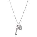 Sterling Silver Freshwater Pearl Key and Heart Necklace (5 5.5 mm 