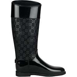 Gucci Womens Black Flat Rain Boots  