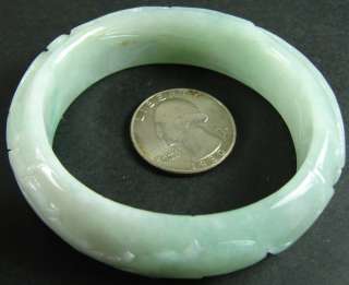 Green Grade A Jade Jadeite Oval Bangle Bracelet Dragon Phenix B 074 6 