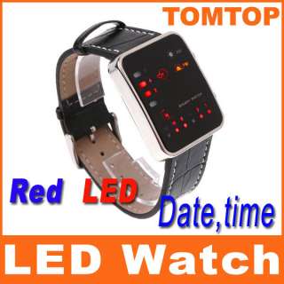 Fashion Women Men Red LED Digital Wrist Sport Watch Binary Wristwatch 