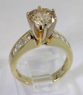   YELLOW GOLD LIGHT BROWN 2.90CT ROUND DIAMOND ENGAGEMENT RING!  