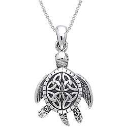 Sterling Silver Celtic Turtle Necklace  Overstock