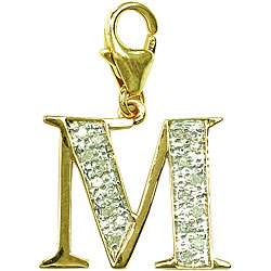 14k Gold 1/10ct TDW Diamond Letter M Charm  