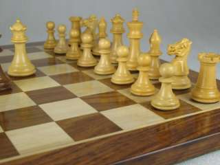 Rare 2 1/2 Inch Sesham Wood Staunton Chess Set Board 4Q  