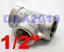 Tee 1/2 3 way Female 304 Stainless Steel Pipe fitting threaded 