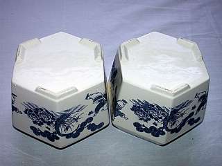   is for a Vintage Chinese Blue & White 6 Sided Bowls / Planters Pair