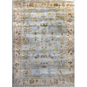  6x9 Blue Wool Handmade Hand Knotted Oushak Rug H372: Home 