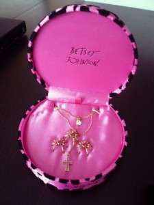 NIB Betsey Johnson Crystal Spider Necklace Earrings Set  