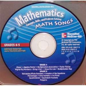  Mathematics Math Songs, Grades 4 5 (Concepts, Skills, and 