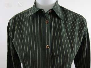 LUCIANO BARBERA Green Striped Button Down Shirt Sz 44  