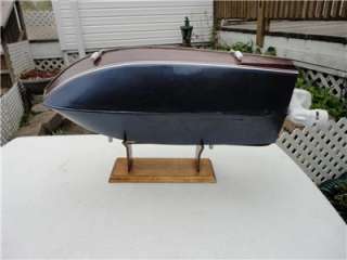 Radio Controlled All Wood Toy Boat & Johnson Outboard & Radio & Cradle 
